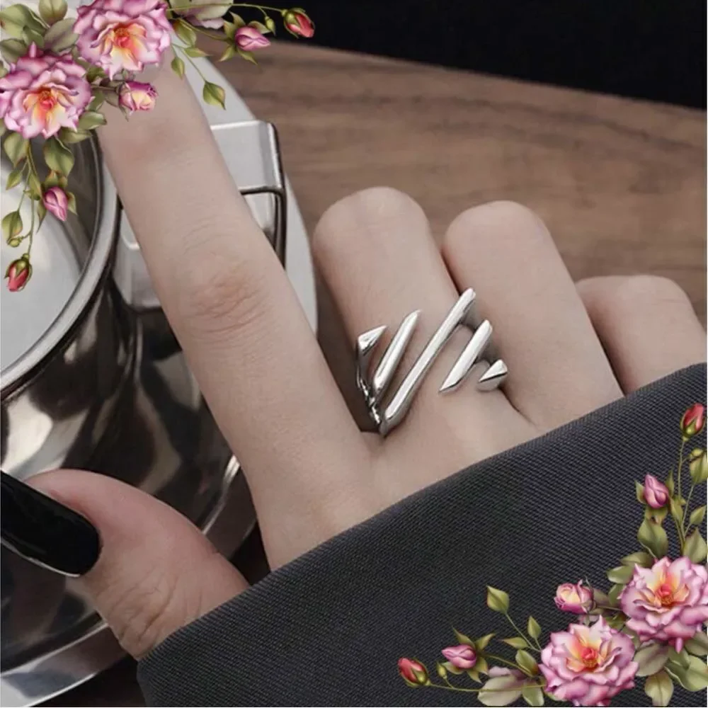 Minimalist Square Hollow Adjustable stainless steel Ring‎